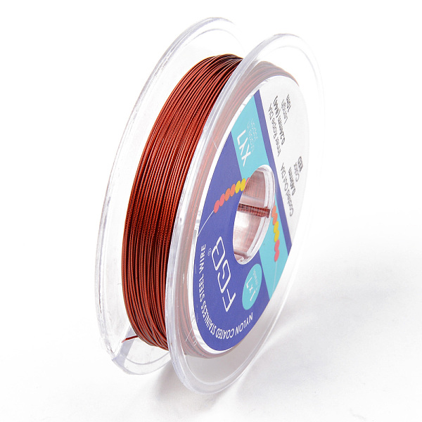 

PandaHall Tiger Tail Beading Wire, 7-Strand Bead Stringing Wire, Nylon Coated Stainless Steel Wire, Dark Red, 26 Gauge, 0.4mm, about 32.8...