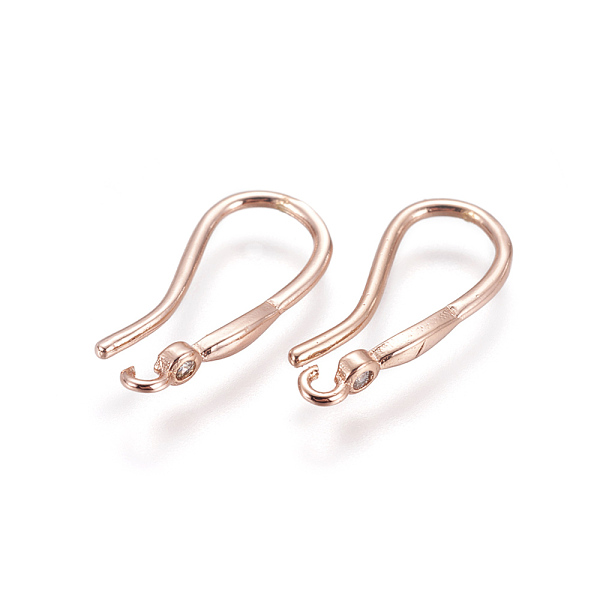 

PandaHall Brass Earring Hooks, with Cubic Zirconia, with Horizontal Loop, Clear, Rose Gold, 18x2.5mm, Hole: 0.8mm, 18 Gauge, Pin: 1mm Brass...