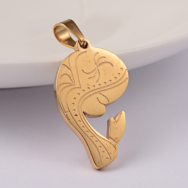 

PandaHall Ion Plating(IP) 304 Stainless Steel Pendants, Virgin Mary, Golden, 27x15x2mm, Hole: 6x4mm 304 Stainless Steel Human