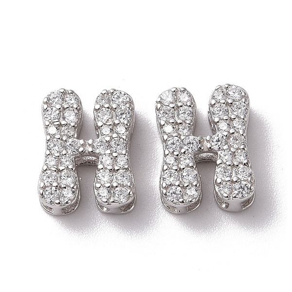

PandaHall 925 Sterling Silver Micro Pave Cubic Zirconia Beads, Real Platinum Plated, Letter H, 9x7x3.5mm, Hole: 2.5x1.5mm Cubic Zirconia...