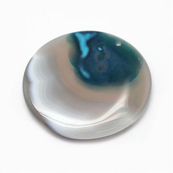 

PandaHall Natural Dyed Agate Pendants, Flat Round, 51~59x6~7mm, Hole: 2mm Natural Agate Flat Round Multicolor