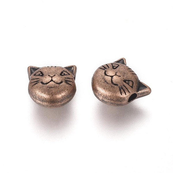 

PandaHall Tibetan Style Alloy Kitten Beads, Cat Head, Cadmium Free & Nickel Free & Lead Free, Red Copper, 8x8x5mm, Hole: 2mm Alloy Cat Shape