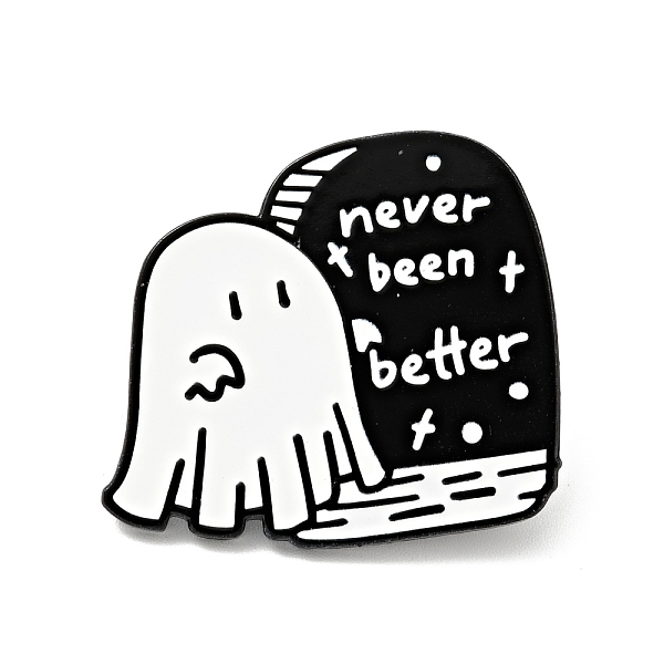 

PandaHall Ghost with Bag Halloween Enamel Pin, Word Never Been Better Alloy Badge for Backpack Clothes, Electrophoresis Black, White...