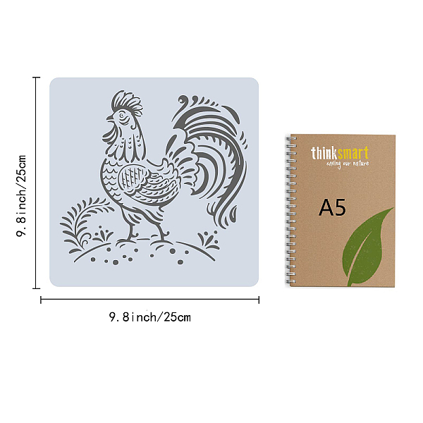 

PandaHall GORGECRAFT 9.9"X9.9"Rooster Stencil Chicken Bird Templates Mandala Farm Animal Plastic Drawing Painting Stencil Celtic Pattern...