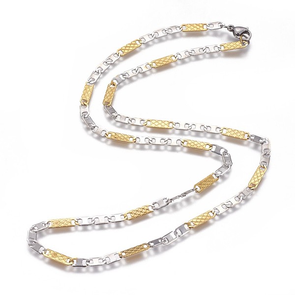 

PandaHall 304 Stainless Steel Mariner Link Chain Necklaces, with Lobster Claw Clasps, Unwelded, Textured, Golden & Stainless Steel Color...