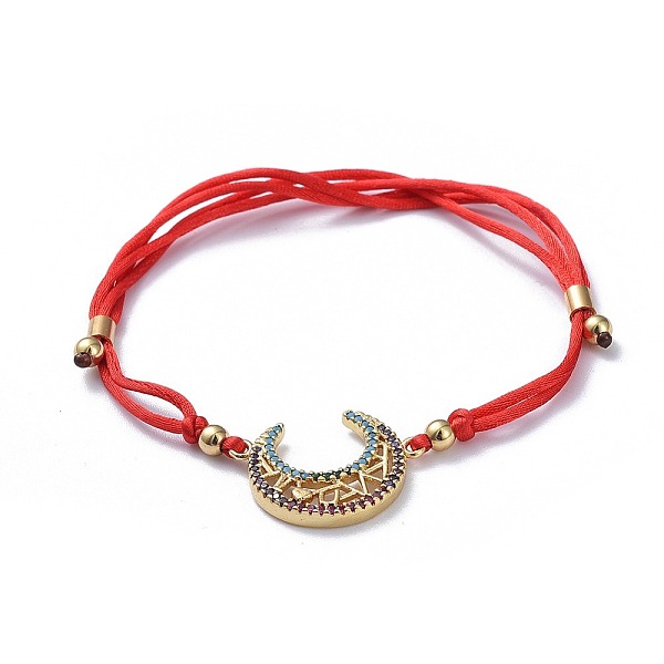 

PandaHall Adjustable Nylon Cord Bracelets, Red String Bracelets, with Brass Micro Pave Cubic Zirconia Links, Packing Box, Moon, Red, 1...