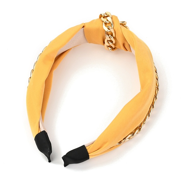 

PandaHall Plastic Hair Bands, with Cloth and Chain Cover, Orange, 17~36mm, Inner Diameter: 120mm Plastic Orange