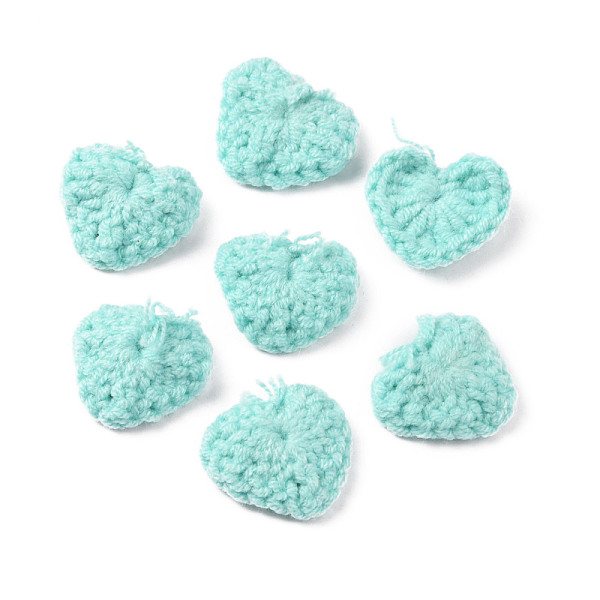 

PandaHall Handicraft Cotton Knitting Heart Ornament Accessories, for DIY Costume, Hat, Bag, Aquamarine, 19~19.5x21.5~24.5x4~5mm Cotton Heart..., Green