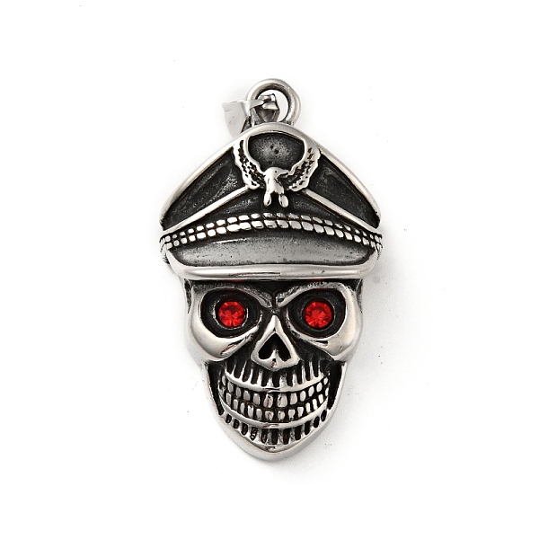

PandaHall 304 Stainless Steel Rhinestone Pendants, Manual Polishing, Skull, Antique Silver, 49x29x15mm, Hole: 7x4mm 304 Stainless Steel..., Red