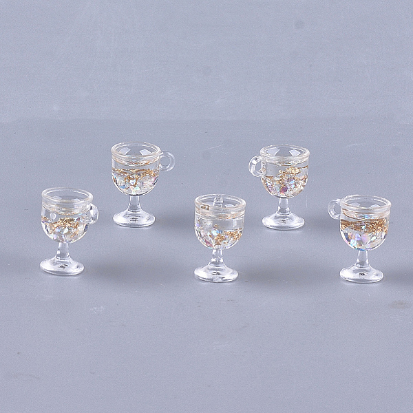 

PandaHall Resin Cup Pendants, with Gold Foil, Wine Glass, Clear, 18~18.5x15x12mm, Hole: 2.5mm Resin Tableware Clear