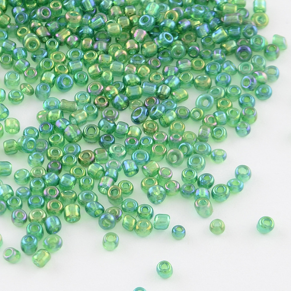 

PandaHall 12/0 Round Glass Seed Beads, Transparent Colours Rainbow, Round Hole, Dark Green, 12/0, 2mm, Hole: 1mm, about 3333pcs/50g, 50g/bag...