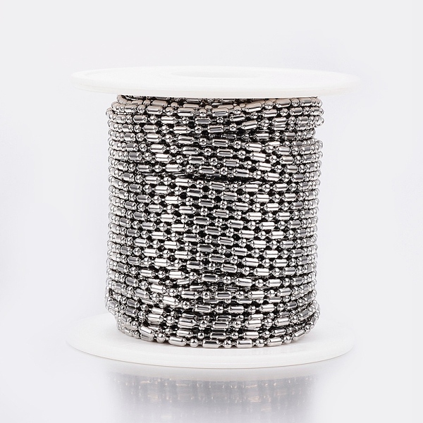 

PandaHall 304 Stainless Steel Ball Chains, with Spool, Oval and Round, Stainless Steel Color, 2mm and 2x4mm, about 65.61 Feet(20m)/roll 304...