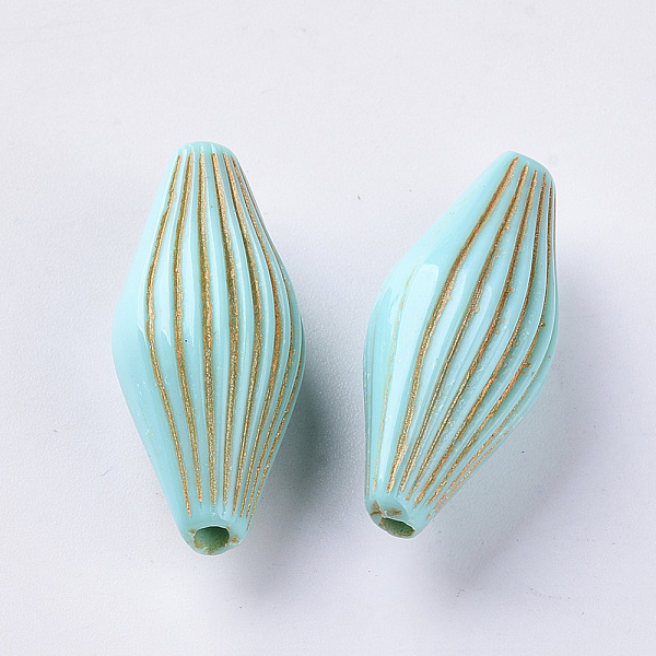 

PandaHall Acrylic Beads, Metal Enlaced, Oval, Dark Turquoise, 31.5x13.5mm, Hole: 2mm, about 208pcs/500g Acrylic Bicone Cyan