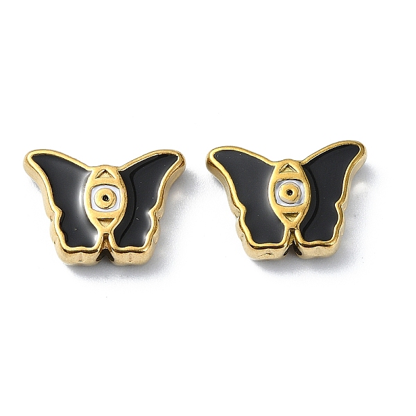 

PandaHall Ion Plating(IP) 304 Stainless Steel Enamel Beads, Real 18K Gold Plated, Butterfly, Black, 10x13.5x3.5mm, Hole: 1.4mm Stainless...