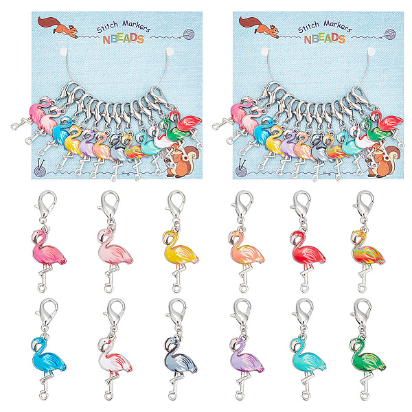 

PandaHall 24 Pcs Flamingo Stitch Markers, Enamel Alloy Crochet Stitch Marker Charms Removable Lobster Claw Clasps Stitch Marker for..., Multicolor