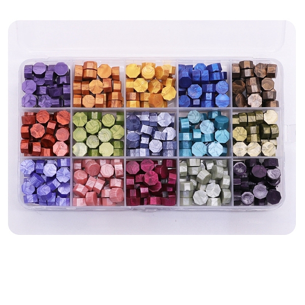 

PandaHall 15 Grids Sealing Wax Particles, for Retro Seal Stamp, Octagon, Colorful, 174x98mm Wax Octagon