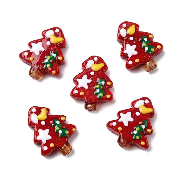 クリスマスの手作りランプワークエナメルビーズ