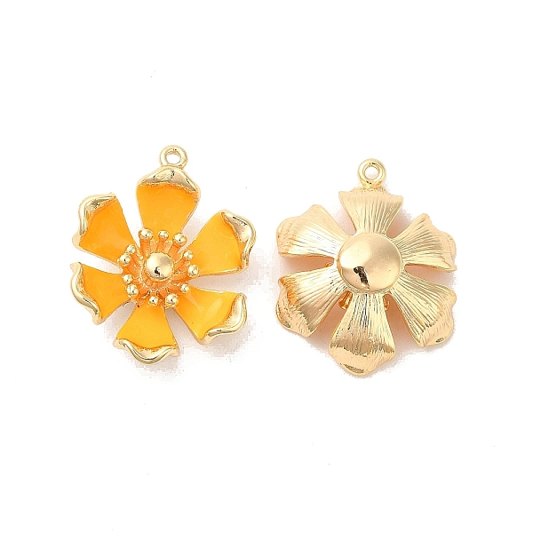 

PandaHall Brass Enamel Pendants, Real 18K Gold Plated, Flower Charm, Gold, 22x17x7mm, Hole: 1.1mm Brass+Enamel Flower Gold