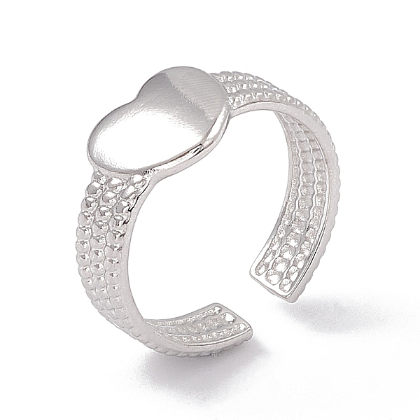 

PandaHall 304 Stainless Steel Heart Open Cuff Ring for Women, Stainless Steel Color, Inner Diameter: 17mm 304 Stainless Steel