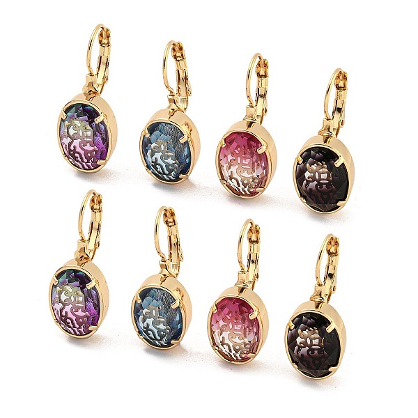 

PandaHall Glass Leverback Earrings, with Brass Findings, Oval, Mixed Color, 28.5x12mm Glass Oval Multicolor