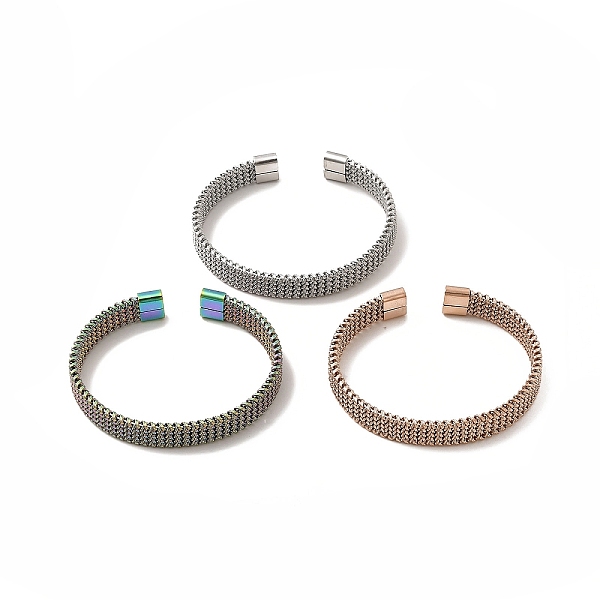 

PandaHall 304 Stainless Steel Mesh Chains Shape Open Cuff Bangle for Women, Mixed Color, Inner Diameter: 2x2-1/2 inch(5.2x6.2cm) 304...