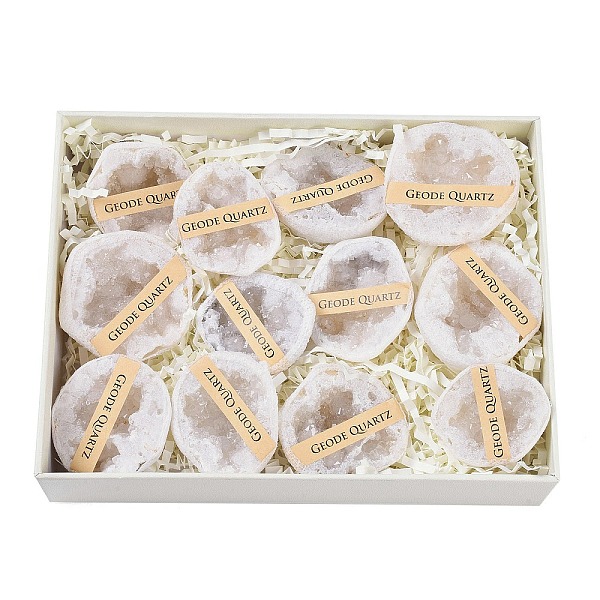 

PandaHall Natural Agate Geode Cornucopia Mineral Specimen, Raw Crystal Cluster, Healing Crystal Home Decor Gift, with Paper Box...