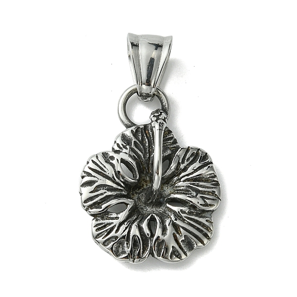 

PandaHall 304 Stainless Steel Pendants, Flower Charms, Antique Silver, 26x20x3.5mm, Hole: 8x5mm 304 Stainless Steel Flower