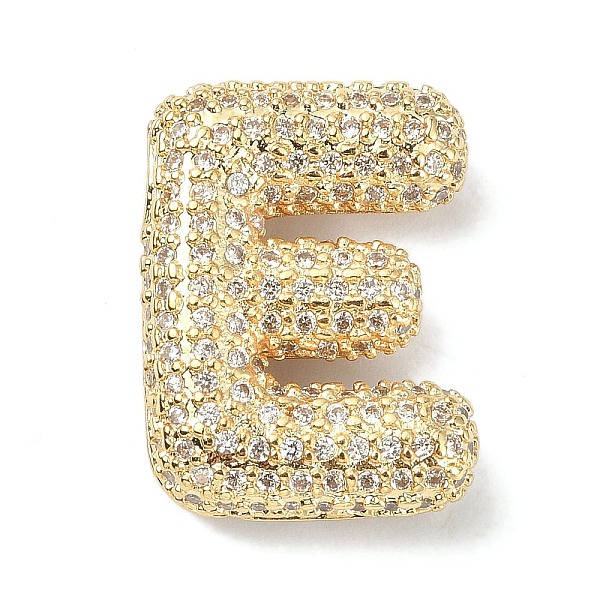 

PandaHall Rack Plating Brass Micro Pave Cubic Zirconia Pendants, Real 18K Gold Plated, Lead Free & Cadmium Free, Letter, Letter E..., Clear
