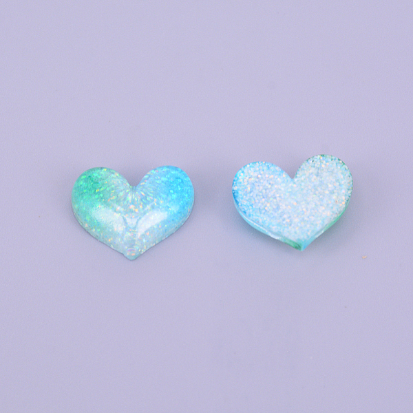 

PandaHall Resin Cabochons, with Glitter Powder, DIY Accessories, Heart, Cyan, 17x20x6mm Resin Heart Cyan