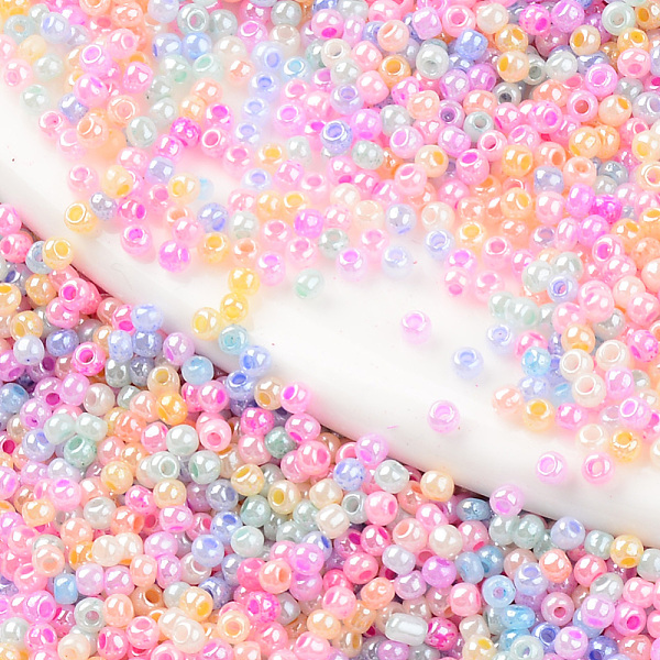 

PandaHall 13/0 Glass Seed Beads, Ceylon, Round Hole, Round, Mixed Color, 13/0, 2~2.3x1.5mm, Hole: 0.8mm, about 450g/bag Glass Multicolor