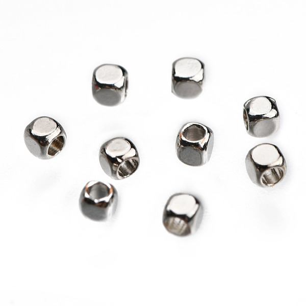 

PandaHall Rack Plating Brass Spacer Beads, Long-Lasting Plated, Cube, Real 18K Platinum Plated, 1.8x1.8x1.8mm, Hole: 1.2mm Brass Cube