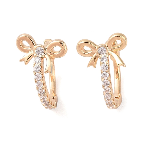 Brass with Clear Cubic Zirconia Hoop Earring