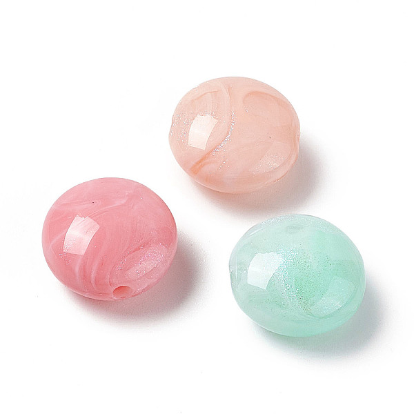 

PandaHall Opaque Acrylic Beads, with Glitter Powder, AB Color, Flat Round with Marble Pattern, Mixed Color, 16.5x9.5mm, Hole: 2.5mm Acrylic..., Multicolor