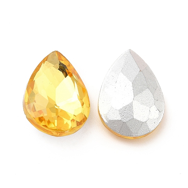 

PandaHall Glass Pointed Back Rhinestone, Back Plated, Faceted, Teardrop, Gold, 14x10x5mm Glass Rhinestone Teardrop Gold