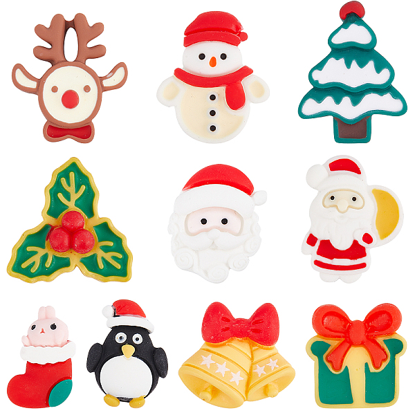 

PandaHall SUNNYCLUE 40Pcs 10 Styles Christmas Theme Opaque Resin Cabochons, Santa Claus & Christmas Sock & Deer, Mixed Shapes, Mixed Color..., Multicolor