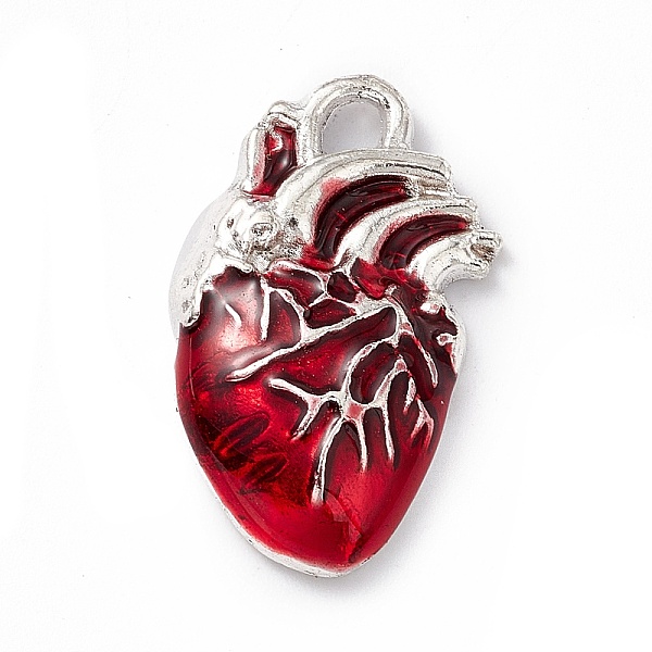 

PandaHall Alloy Enamel Pendants, Silver, Heart Charm, Red, 25x16x4mm, Hole: 2.5mm Alloy+Enamel Heart Red