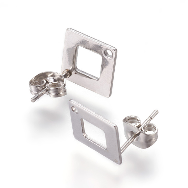 

PandaHall 304 Stainless Steel Stud Earring Findings for Dangle Charms, Rhombus, Stainless Steel Color, Rhombus: 13.5x13.5mm, Hole: 1.2mm...