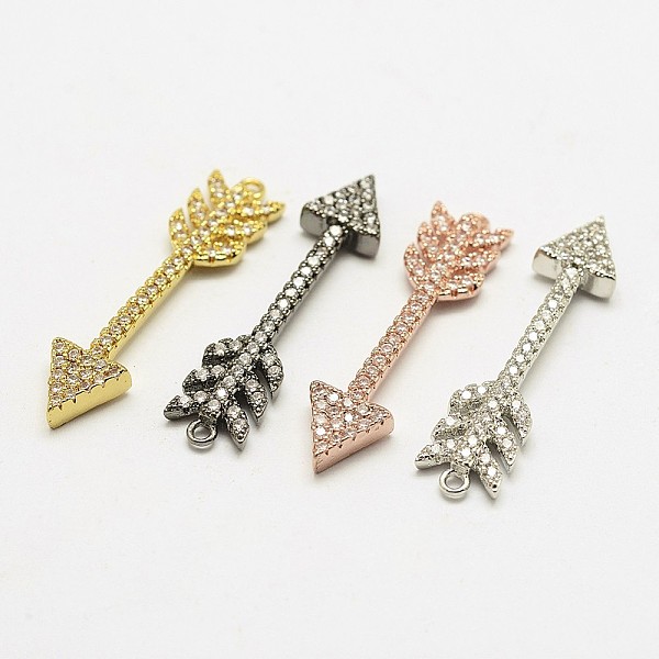 

PandaHall Brass Micro Pave Cubic Zirconia Pendants, Arrow, Cadmium Free & Lead Free & Nickel Free, Mixed Color, 34x8x3mm, Hole: 1.2mm..., Multicolor