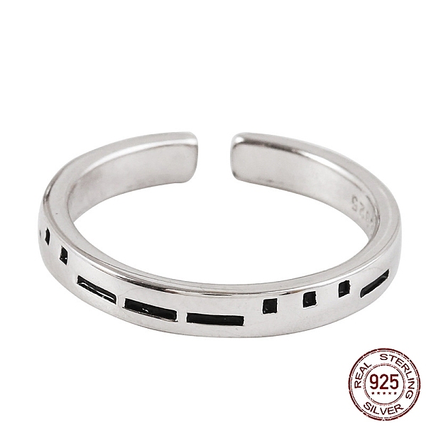 

PandaHall 925 Sterling Silver Morse Code Engraved Open Cuff Ring for Women, Silver, 2.5x1.5mm, Inner Diameter: 17mm Sterling Silver Ring