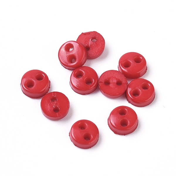 

PandaHall Nylon Tiny Button, Micro Buttons, Sewing Buttons, 2-Hole, Red, 4.5x1.5mm, Hole: 0.8mm Nylon Round Red
