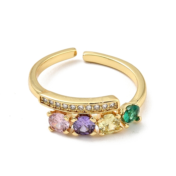 

PandaHall Cubic Zirconia Open Cuff Ring, Real 18K Gold Plated Brass Jewelry for Women, Cadmium Free & Lead Free, Green, US Size 5 1/2...