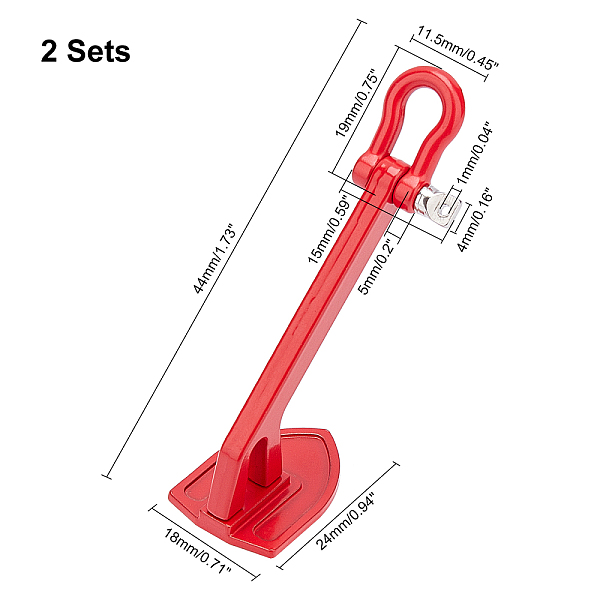 

PandaHall AHANDMAKER 2 Sets 2 Colors Alloy Capstan Ground Anchor, Trailer Anchor, Red & Black, Mixed Color, 44x18x24mm, Hole: 3mm..., Multicolor
