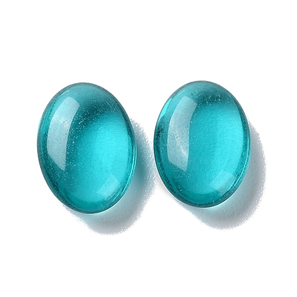 

PandaHall Glass Beads, No Hole, Oval, Deep Sky Blue, 13x9x4.5mm Glass Oval