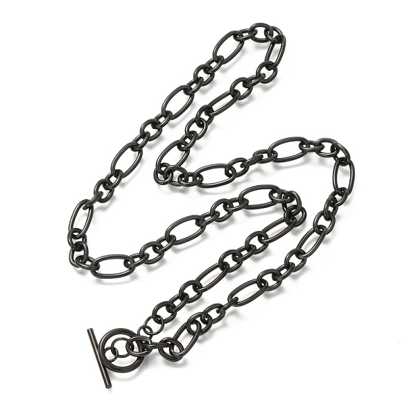 

PandaHall Unisex 304 Stainless Steel Figaro Chain Necklaces, with Toggle Clasps, Electrophoresis Black, 20.47 inch(52cm) 304 Stainless Steel