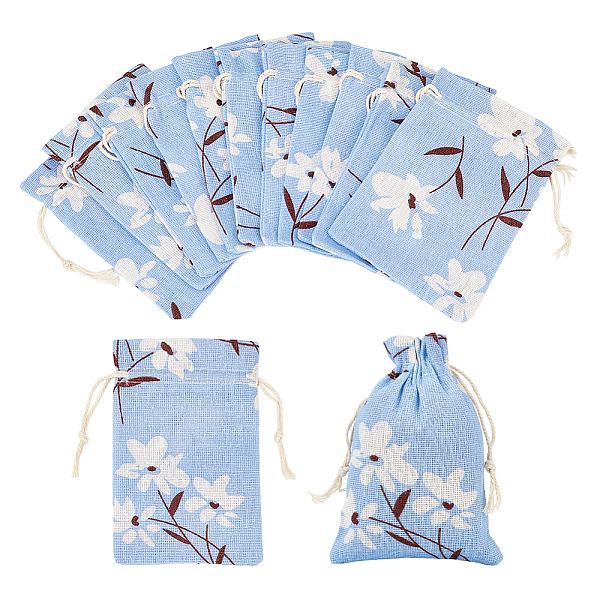 

PandaHall 20Pcs Cotton Cloth Packing Pouches, Drawstring Bags with Flower Pattern, Cornflower Blue, 14x10cm Cloth Flower