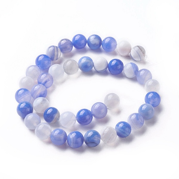 

PandaHall Natural Banded Agate Beads Strands, Dyed, Round, Cornflower Blue, 8mm, Hole: 1mm, about 47pcs/strand, 15 inch(38cm) Banded Agate...