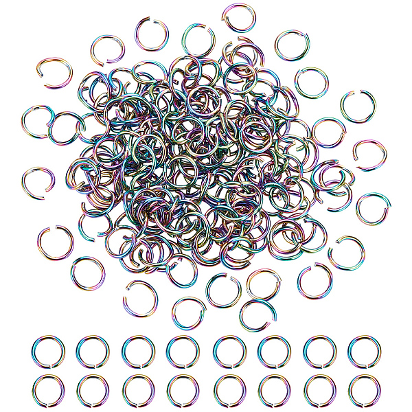 

PandaHall arricraft 150 Pcs 304 Stainless Steel Open Jump Rings, 6x0.8mm Rainbow Jump Rings O Ring Connector Round Jewelry Connectors Chain...