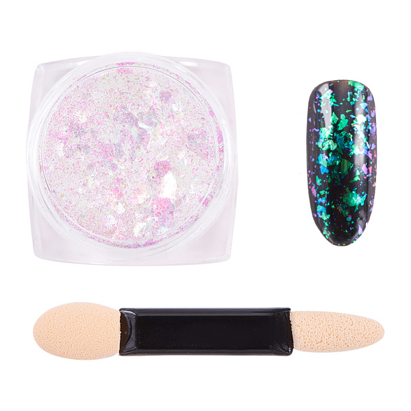 

PandaHall Nail Art Glitter Powder, Starry Sky/Mirror Effect, Mixed Polish Chunky Sequins Powder Manicure Tools, with Brush, Colorful...