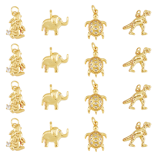 

PandaHall DICOSMETIC 16Pcs 4 Style Brass Micro Pave Cubic Zirconia Animal Pendants, Lead Free & Cadmium Free, Long-Lasting Plated..., Clear