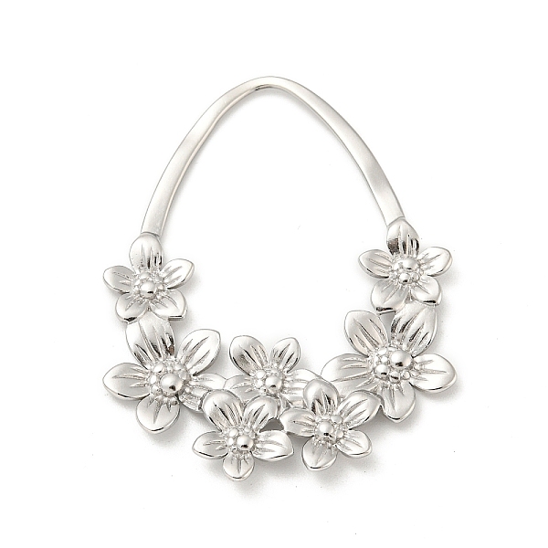 

PandaHall 304 Stainless Steel Pendants, Teardrop with Flower Charm, Stainless Steel Color, 48x37.5x2mm 304 Stainless Steel Teardrop